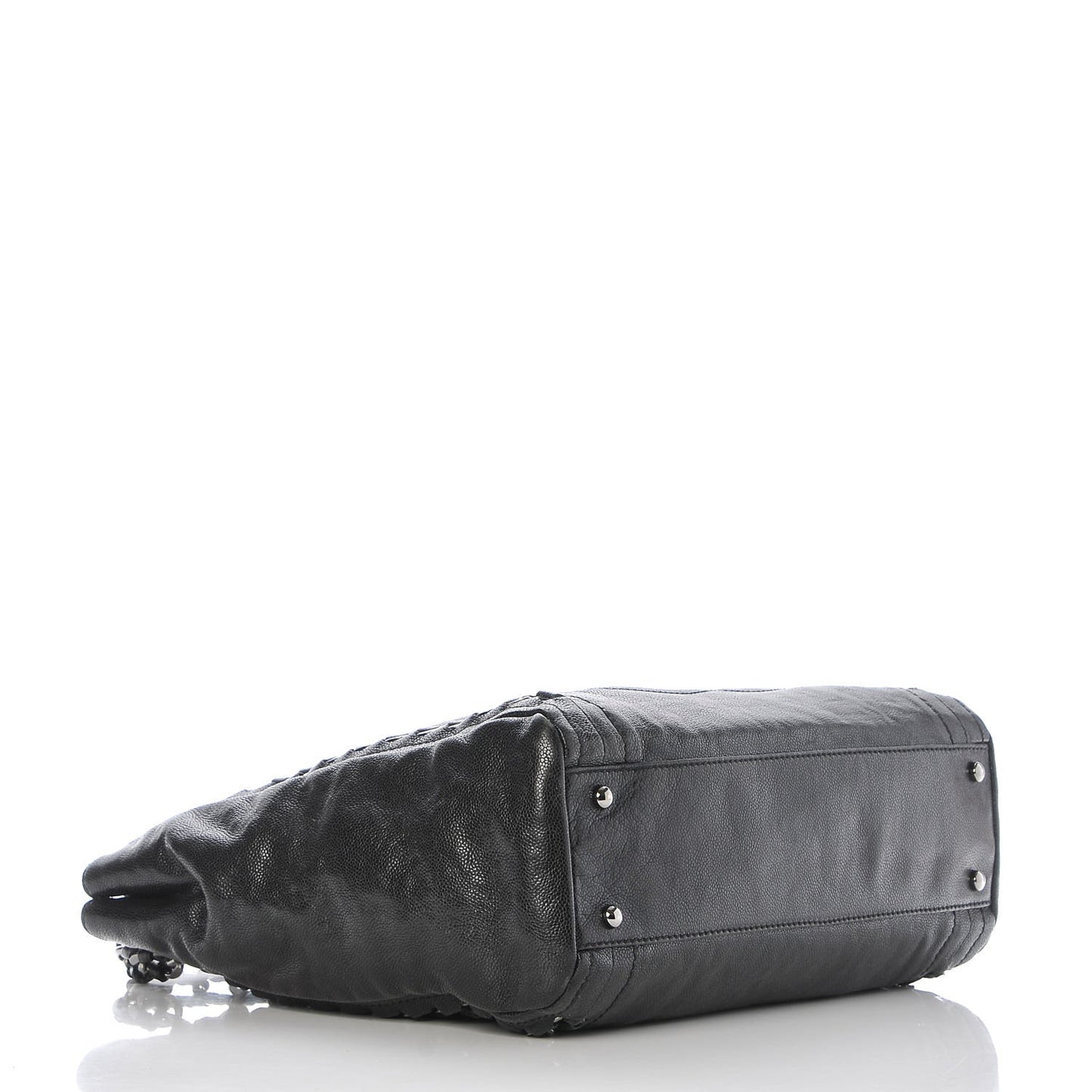 Glazed Caviar Modern Chain Tote Black