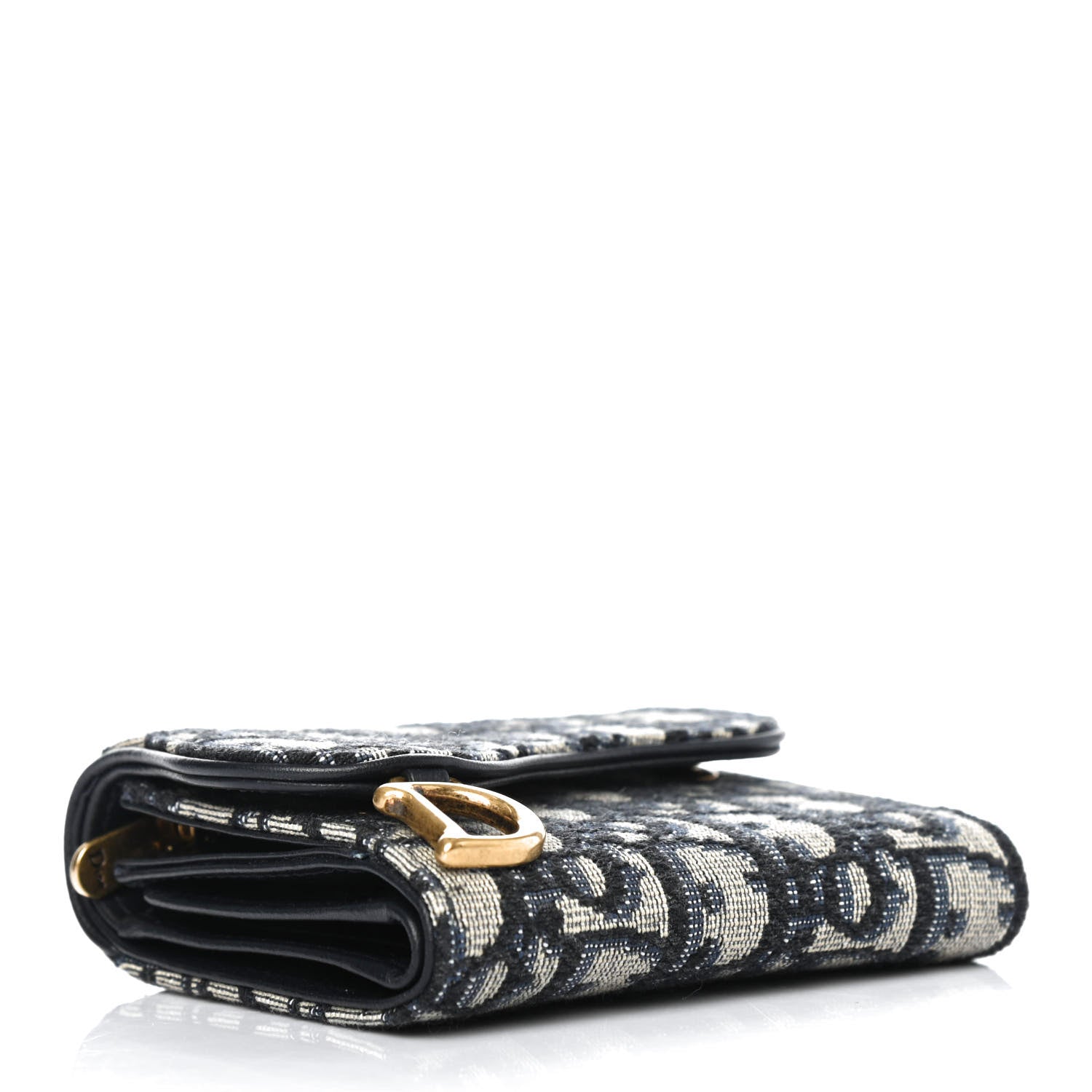Christian Dior Oblique Saddle Lotus Wallet Blue 3 of 4