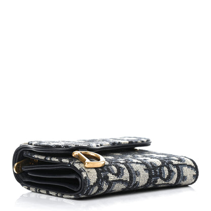 Christian Dior Oblique Saddle Lotus Wallet Blue 3 of 4