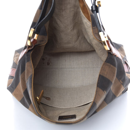 Fendi Pequin Cuoio Vegetale Large Hobo Tobacco Black Cuoio 5 of 19