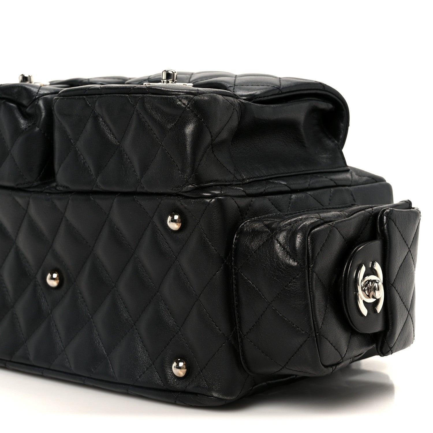 Chanel Calfskin Quilted Small Cambon Multipocket Reporter Black White 10 of 10