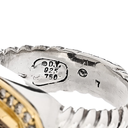 David Yurman Sterling Silver 18K Yellow Gold Diamond Smoky Quartz 11mm Albion Ring 54 7 5 of 5