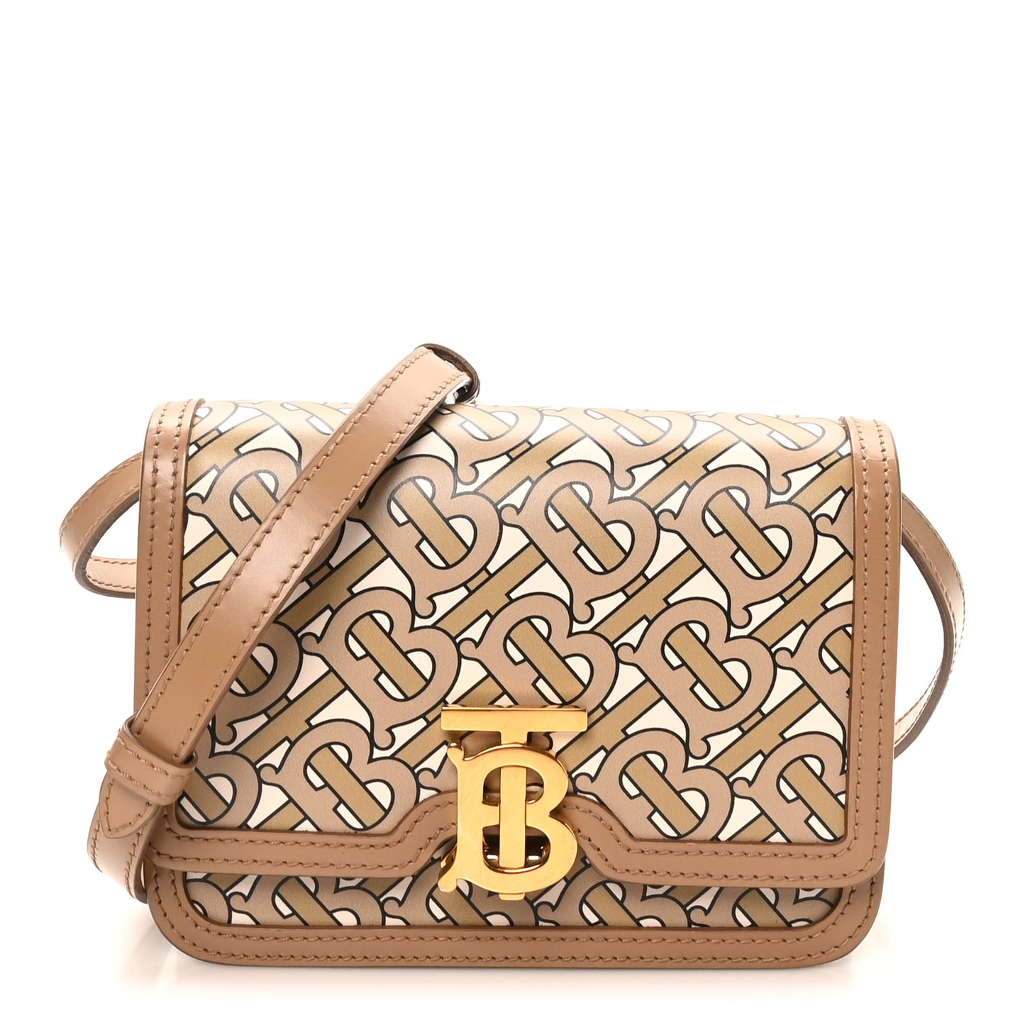 Calfskin Monogram Mini TB Bag Beige
