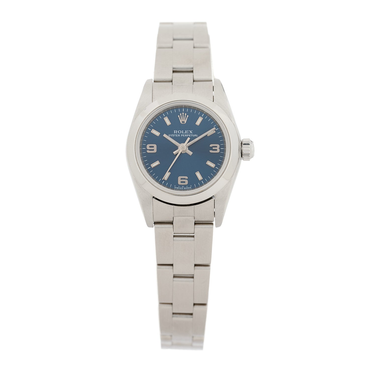 Rolex Stainless Steel 24mm Oyster Perpetual Watch Blue 76080 1 of 5