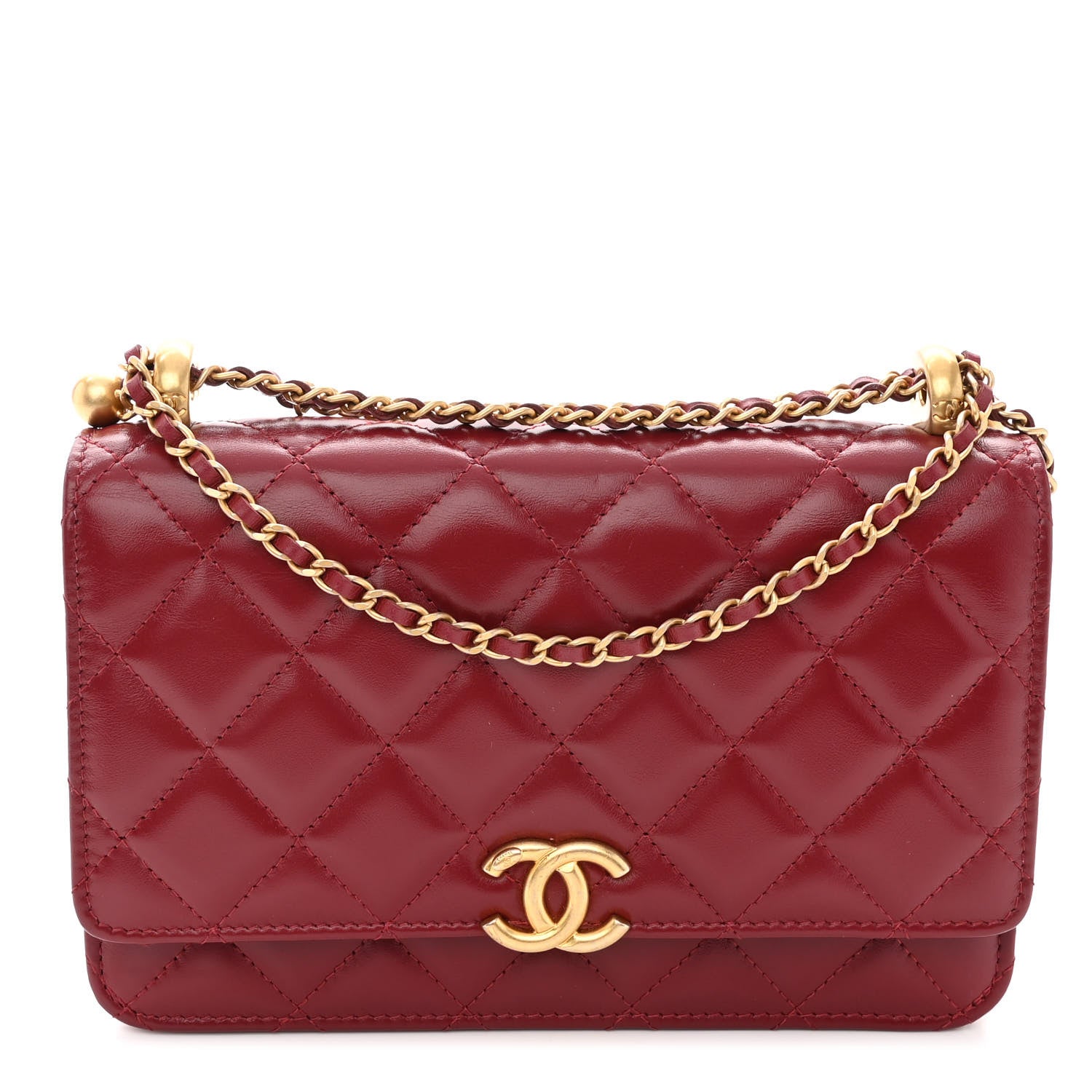 Chanel Calfskin Quilted Perfect FIt Wallet On Chain WOC Burgundy 1 of 11