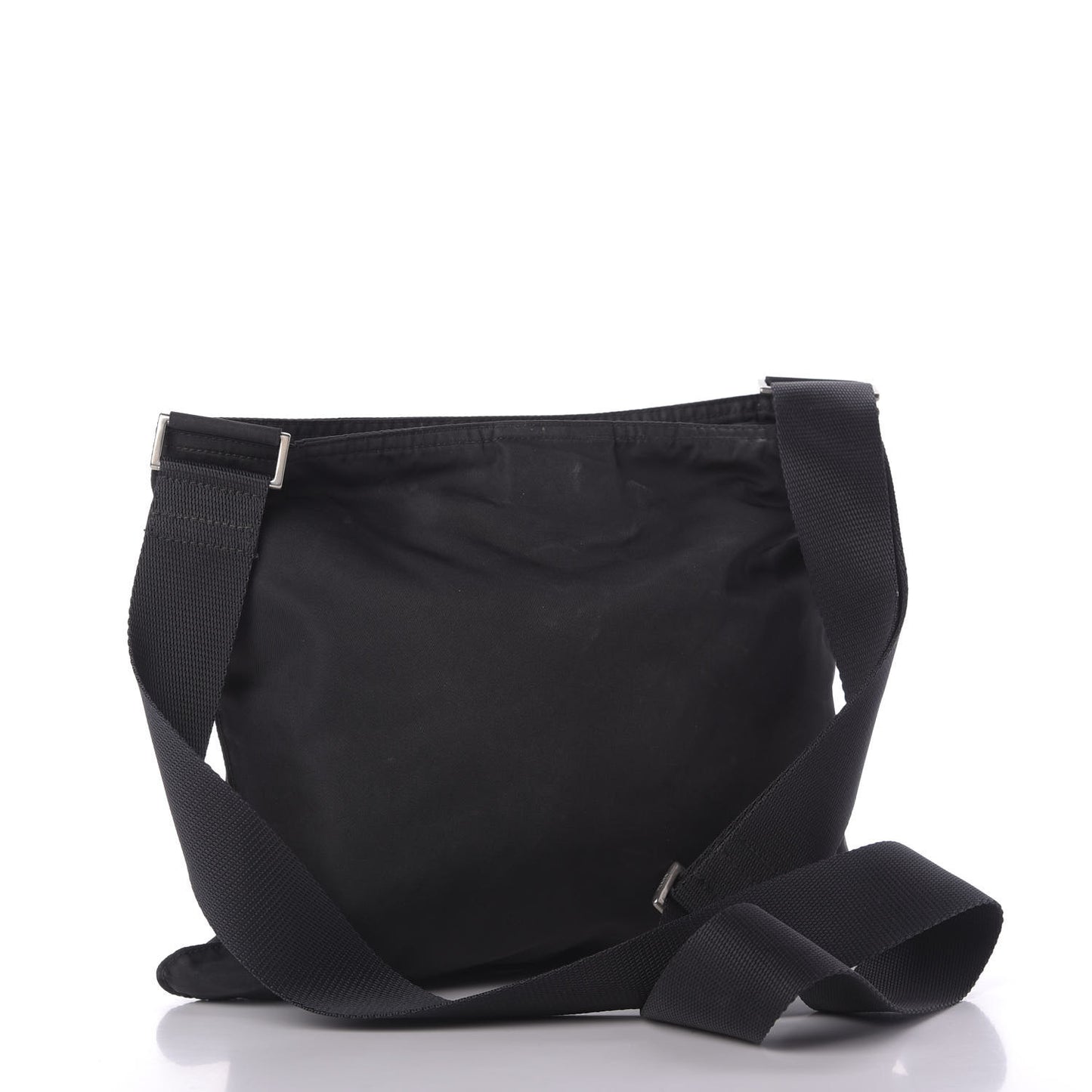 Tessuto Nylon Saffiano Flat Messenger Bag Black