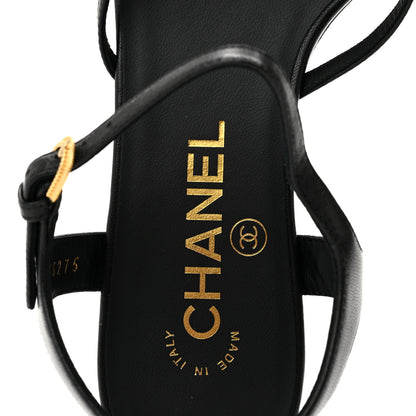 Chanel Lambskin Crystal CC Sandals 35.5 Black 8 of 10