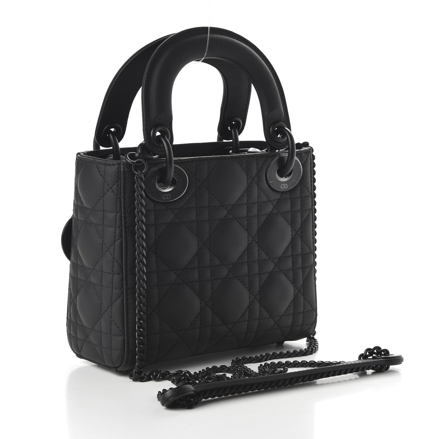 Ultra Matte Calfskin Cannage Mini Lady Dior Black