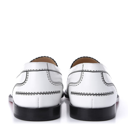 Christian Louboutin Calfskin Women Mocalaureat Tromp L'oeil Loafers 38.5 White 6 of 9