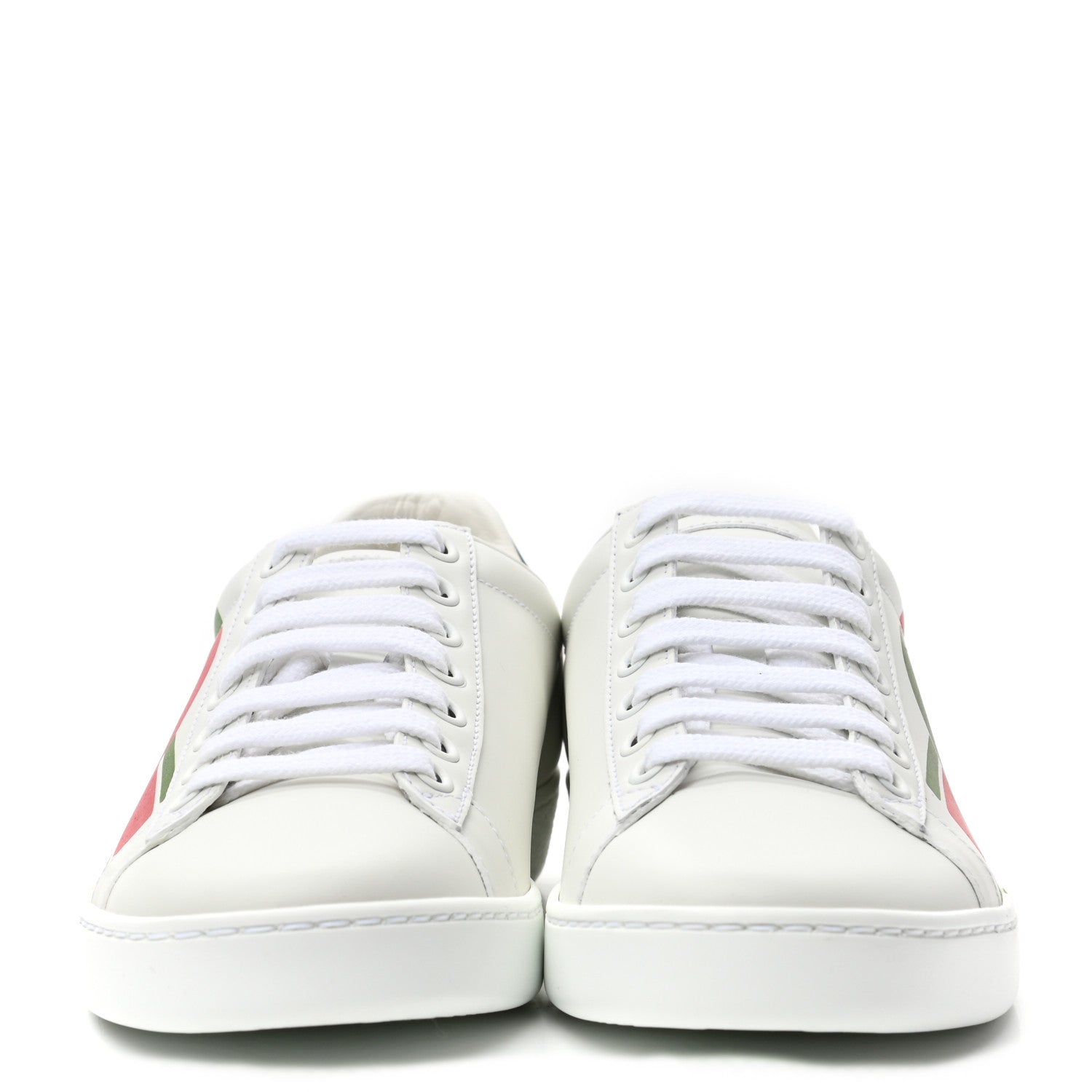 Gucci Calfskin Interlocking G Womens New Ace Sneakers 35 White Red Flame Green 2 of 8