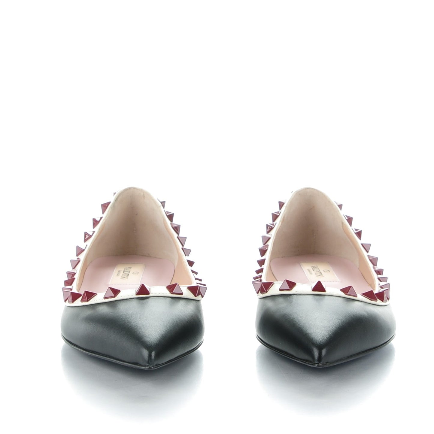 Nappa Lacquered Rockstud Ballerina Flats 37 Black Ivory