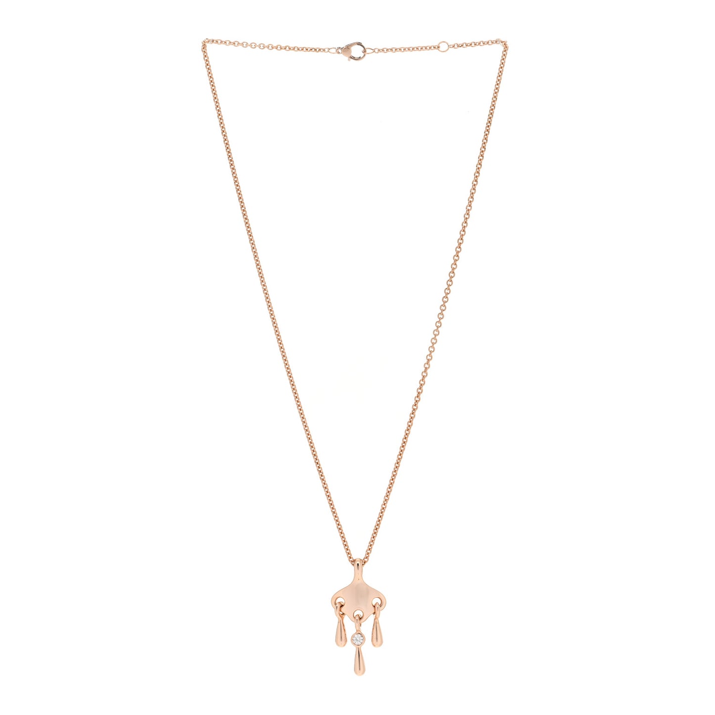 18K Rose Gold Diamond Filet d'Or Pendant Necklace