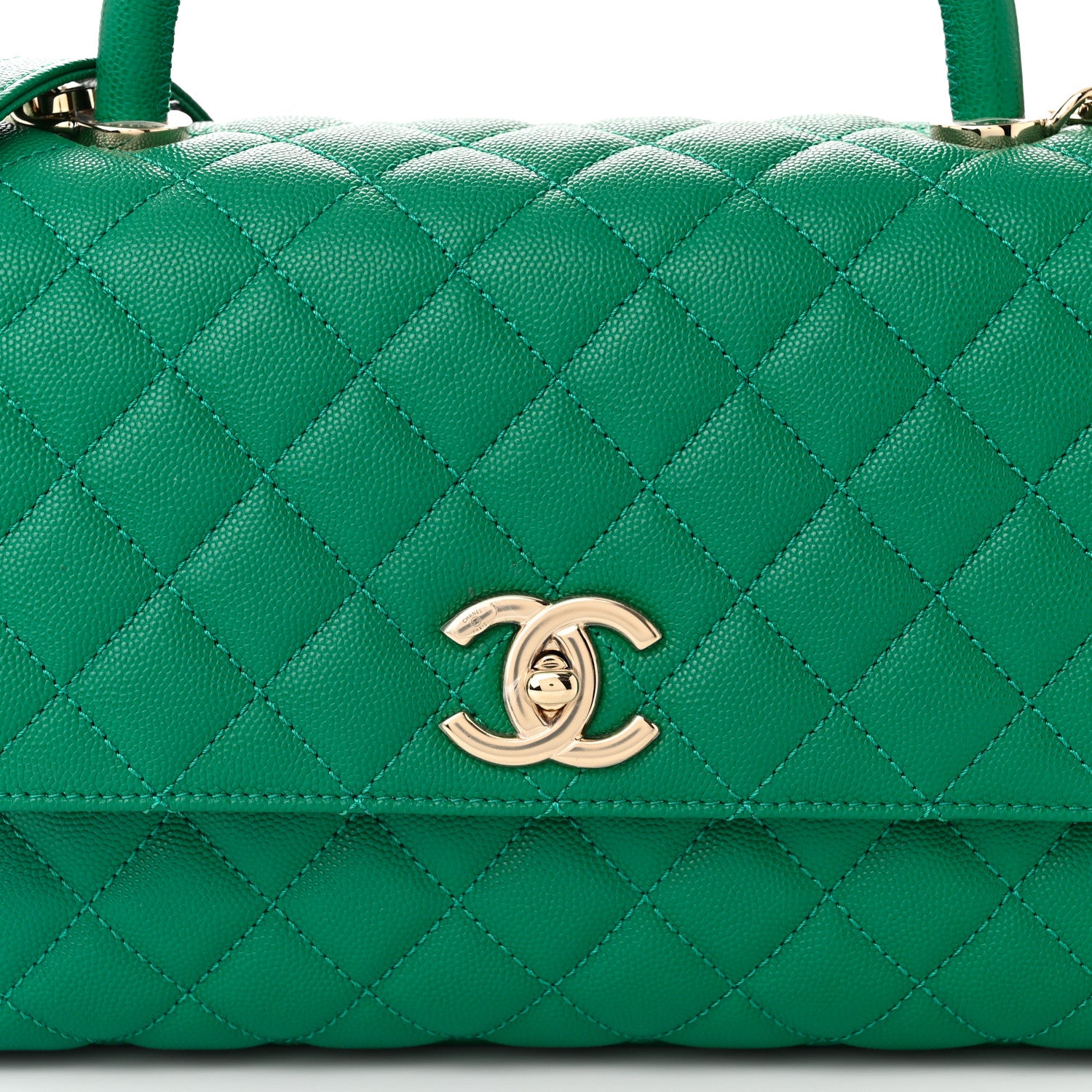 Chanel Caviar Quilted Small Coco Handle Flap Green 8 of 12