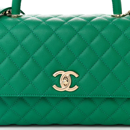 Chanel Caviar Quilted Small Coco Handle Flap Green 8 of 12
