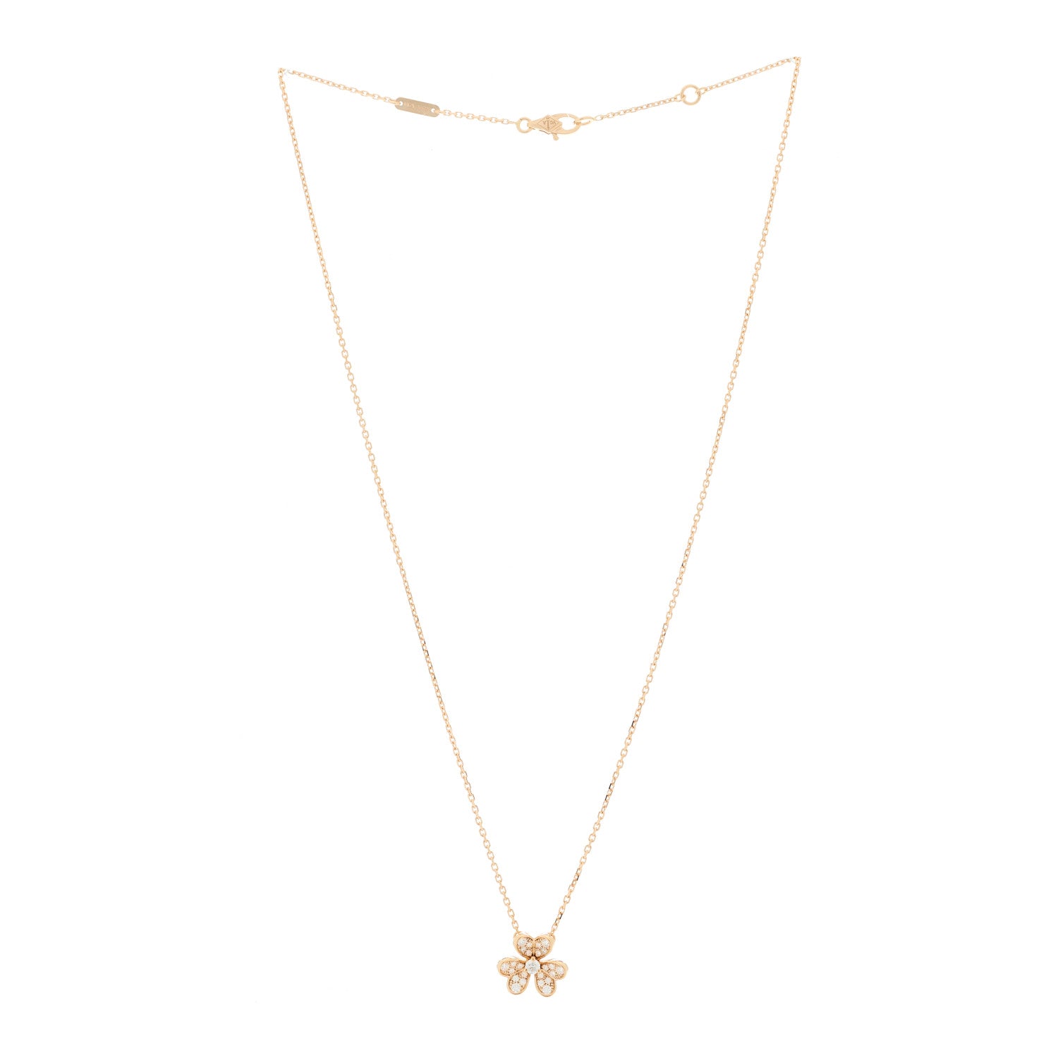 Van Cleef & Arpels 18K Rose Gold Diamond Mini Frivole Pendant Pave Necklace 3 of 6