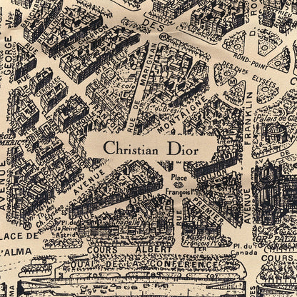 Christian Dior Silk Plan De Paris Print Square Scarf Beige Black 3 of 3