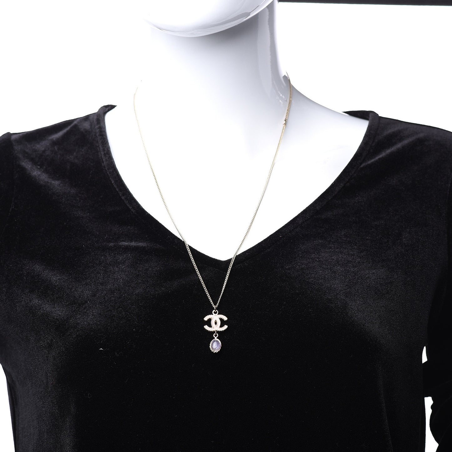 Enamel Resin CC Drop Necklace Gold