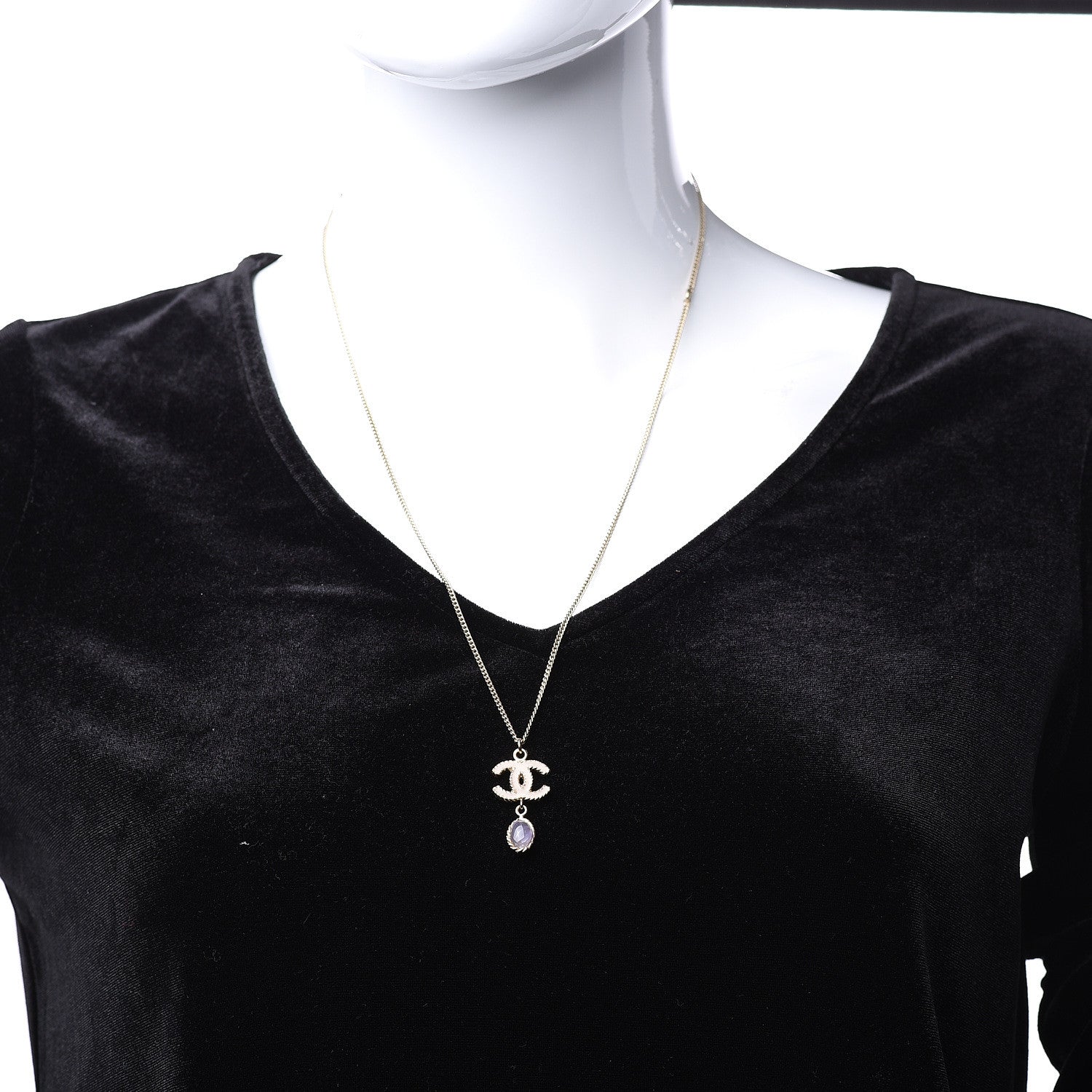 Chanel Enamel Resin CC Drop Necklace Gold 2 of 5