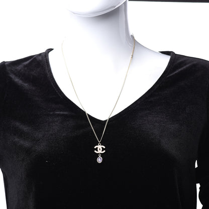 Chanel Enamel Resin CC Drop Necklace Gold 2 of 5