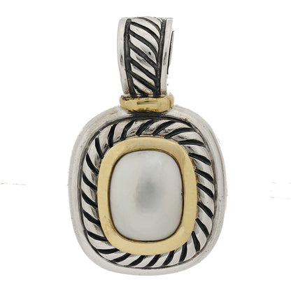 David Yurman Sterling Silver 14K Yellow Gold Pearl 10mm Albion Enhancer Pendant 1 of 5