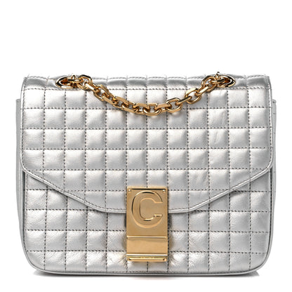 Celine Laminated Calfskin Quilted Medium C Bag Silver 1 of 10