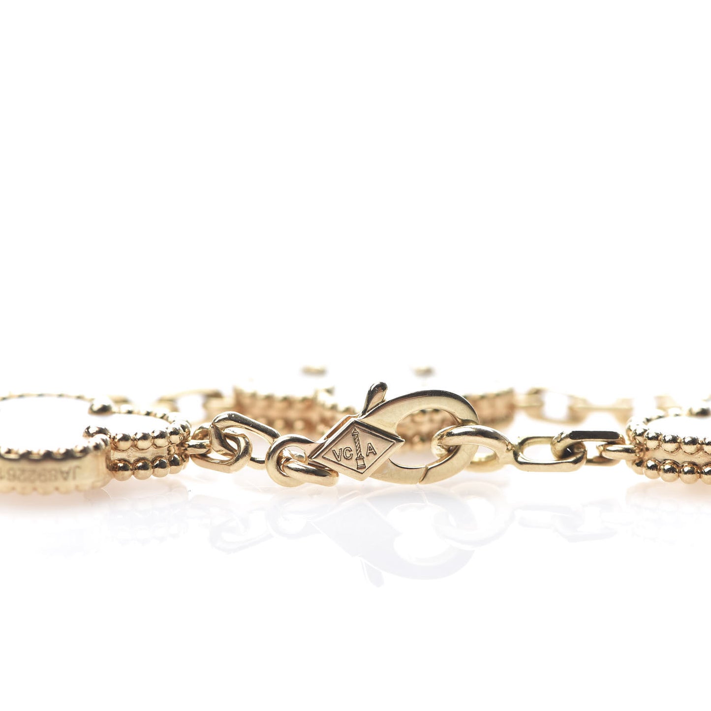 18K Yellow Gold Mother of Pearl 5 Motifs Vintage Alhambra Bracelet