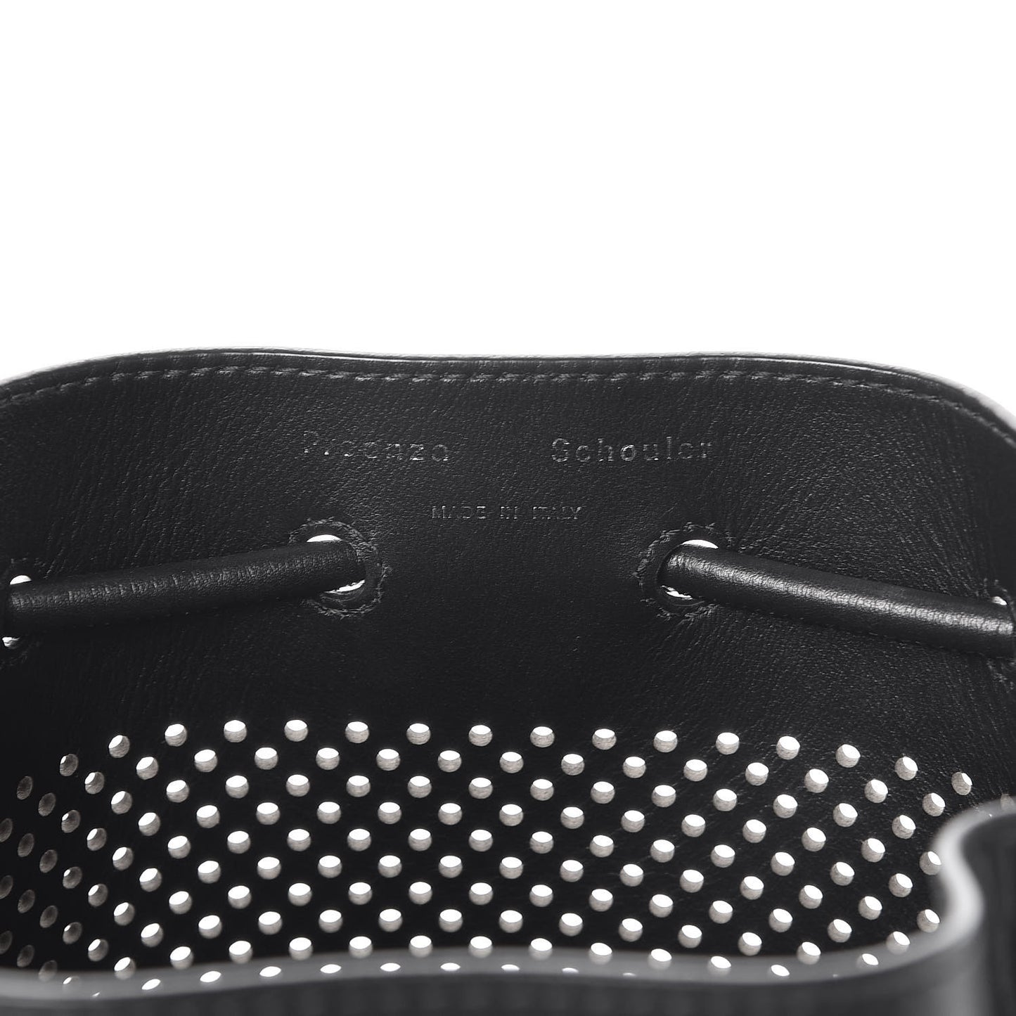 Calfskin Perforated Small Bucket Bag Black
