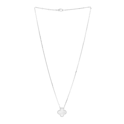 Van Cleef & Arpels 18K White Gold Mother of Pearl Vintage Alhambra Pendant Necklace 3 of 7
