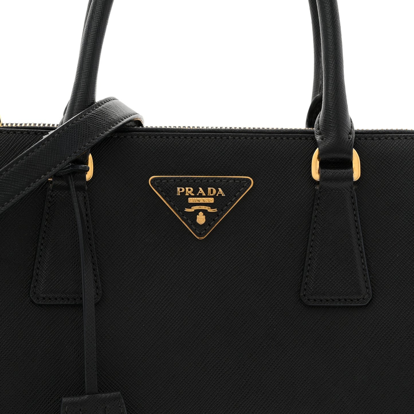 Saffiano Small Galleria Double Zip Tote Black