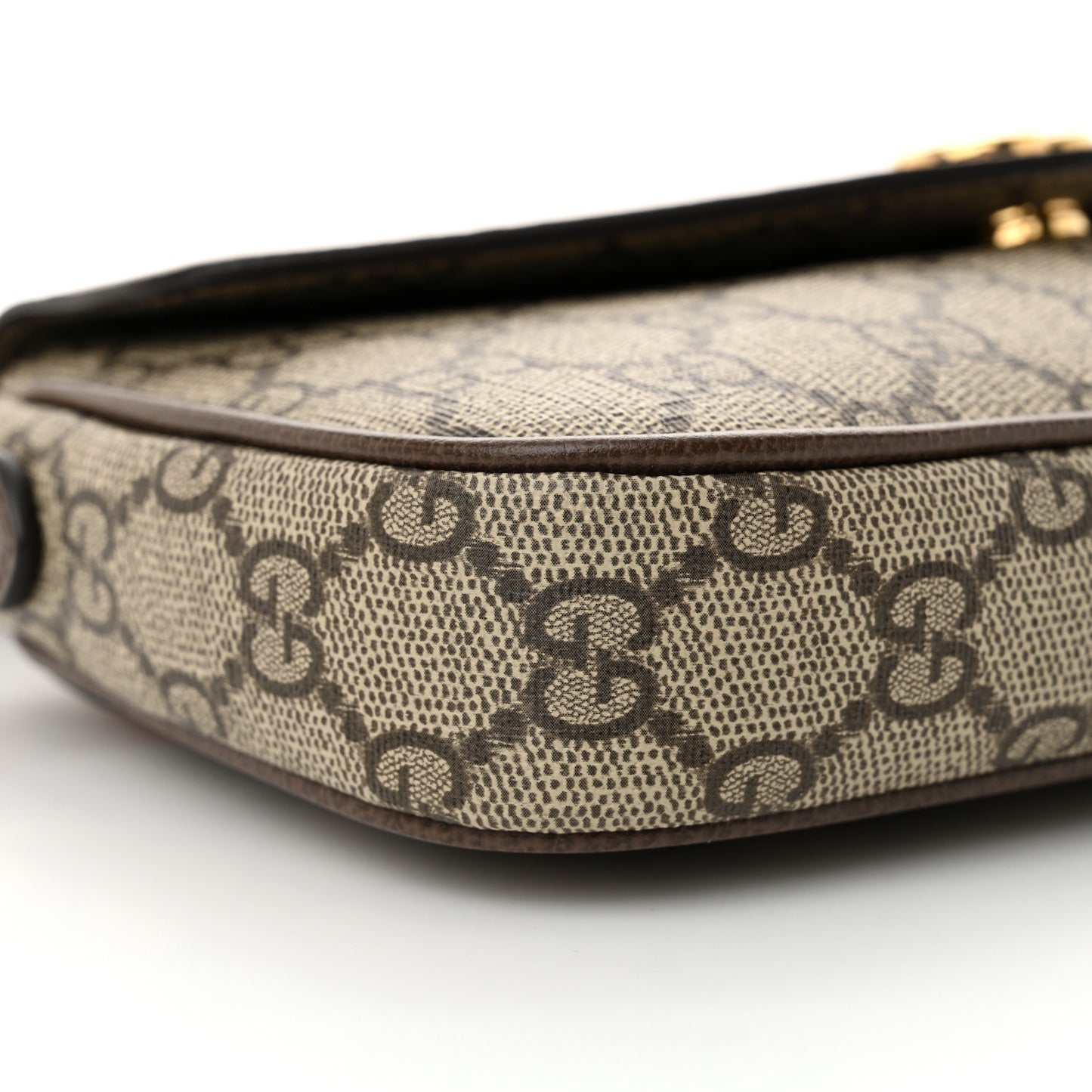GG Supreme Monogram Textured Dollar Calfskin Web Mini Ophidia Envelope Shoulder Bag Beige Ebony