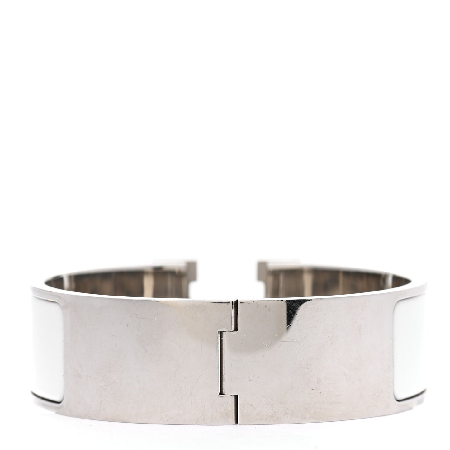 Enamel Wide Clic Clac H Bracelet GM White