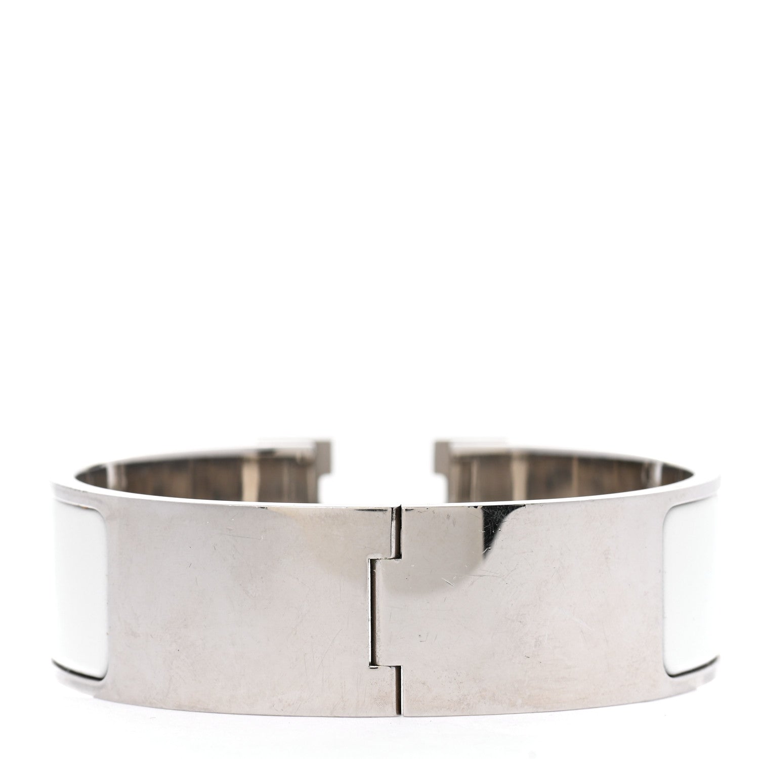 Hermes Enamel Wide Clic Clac H Bracelet GM White 3 of 4