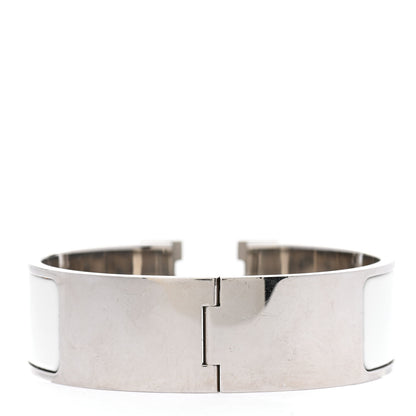 Hermes Enamel Wide Clic Clac H Bracelet GM White 3 of 4