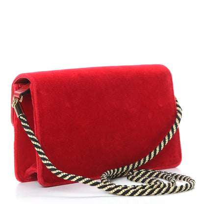 Gucci Velvet Crystal Square G Shoulder Bag Red 3 of 14