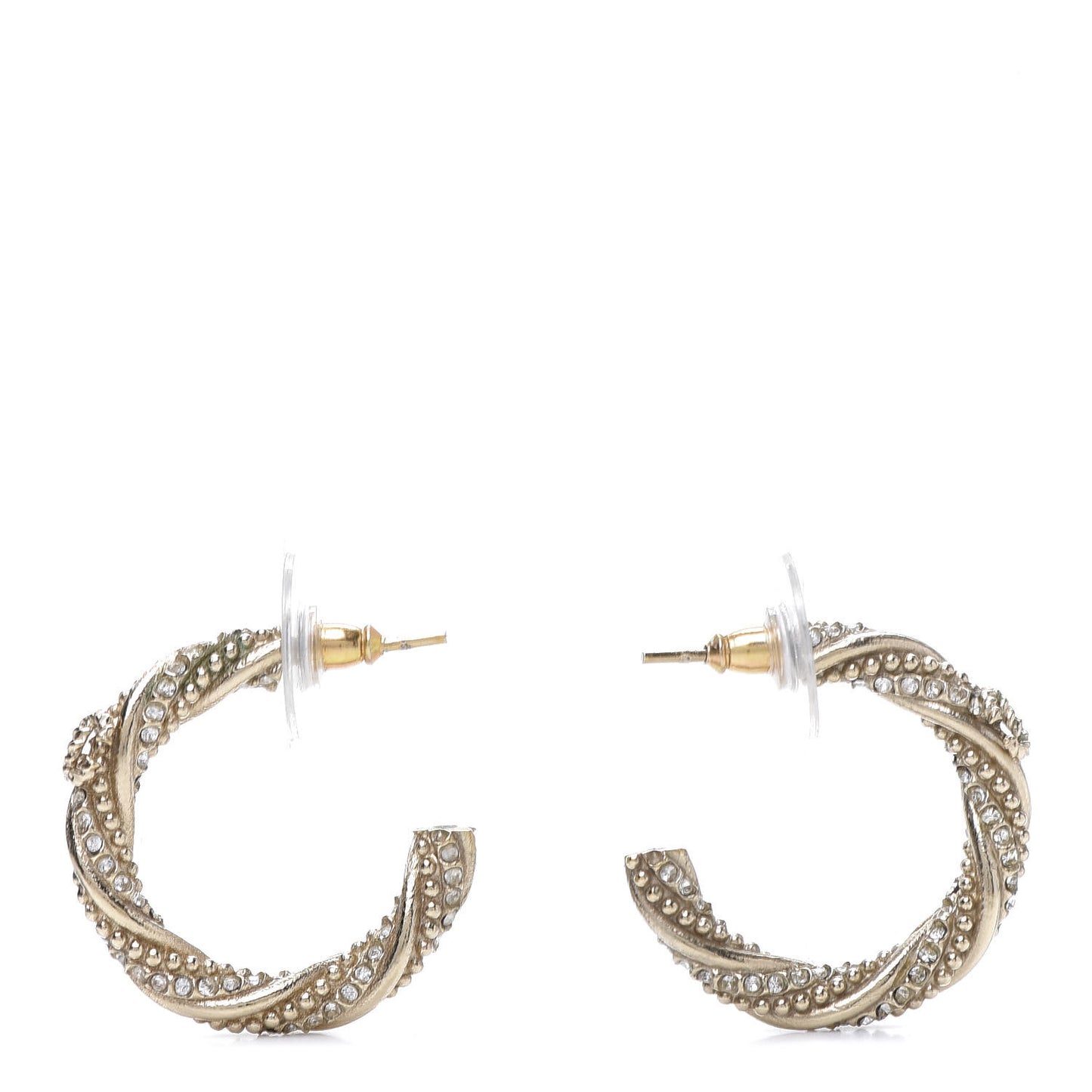 Crystal Twist CC Hoop Earrings Silver
