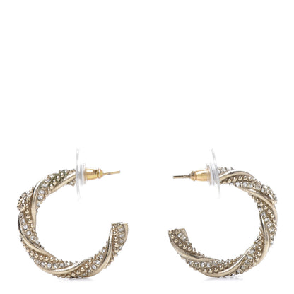 Chanel Crystal Twist CC Hoop Earrings Silver 2 of 8