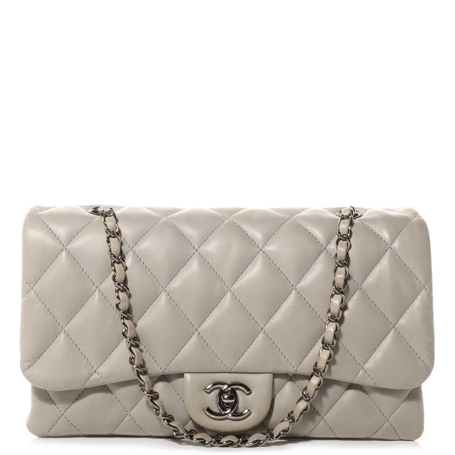 Chanel Lambskin Quilted 3 Large Flap Grey 1 of 8