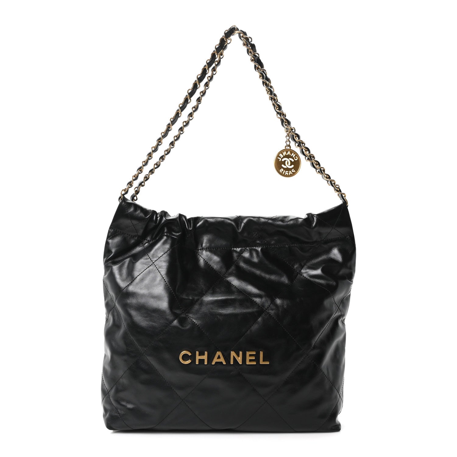 Chanel Shiny Calfskin Quilted Small Chanel 22 Black 1 of 12