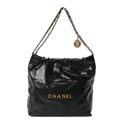 Chanel Shiny Calfskin Quilted Small Chanel 22 Black 1 of 12