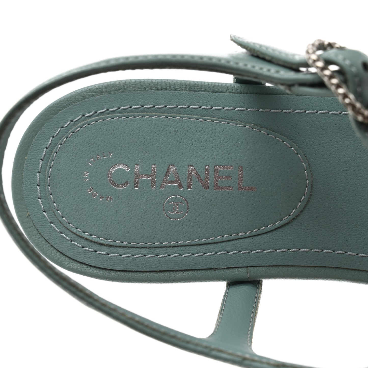 Lambskin Crystal CC Thong Sandals 36.5 Light Blue