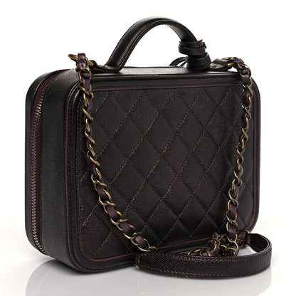 Chanel Iridescent Caviar Quilted Medium CC Filigree Vanity Case Burgundy 2 of 9