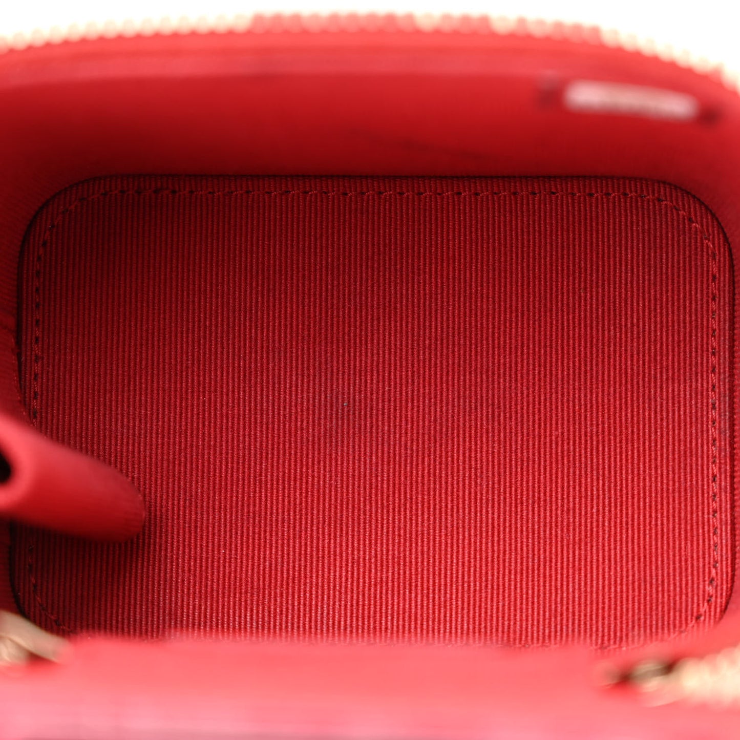 Lambskin Quilted Top Handle Mini Vanity Case With Chain Red
