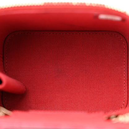 Chanel Lambskin Quilted Top Handle Mini Vanity Case With Chain Red 5 of 13