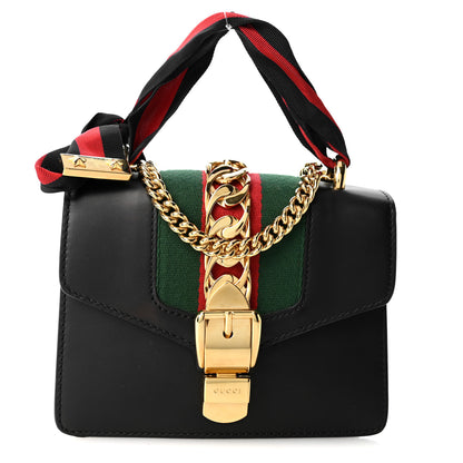 Gucci Calfskin Mini Sylvie Chain Shoulder Bag Black 1 of 10