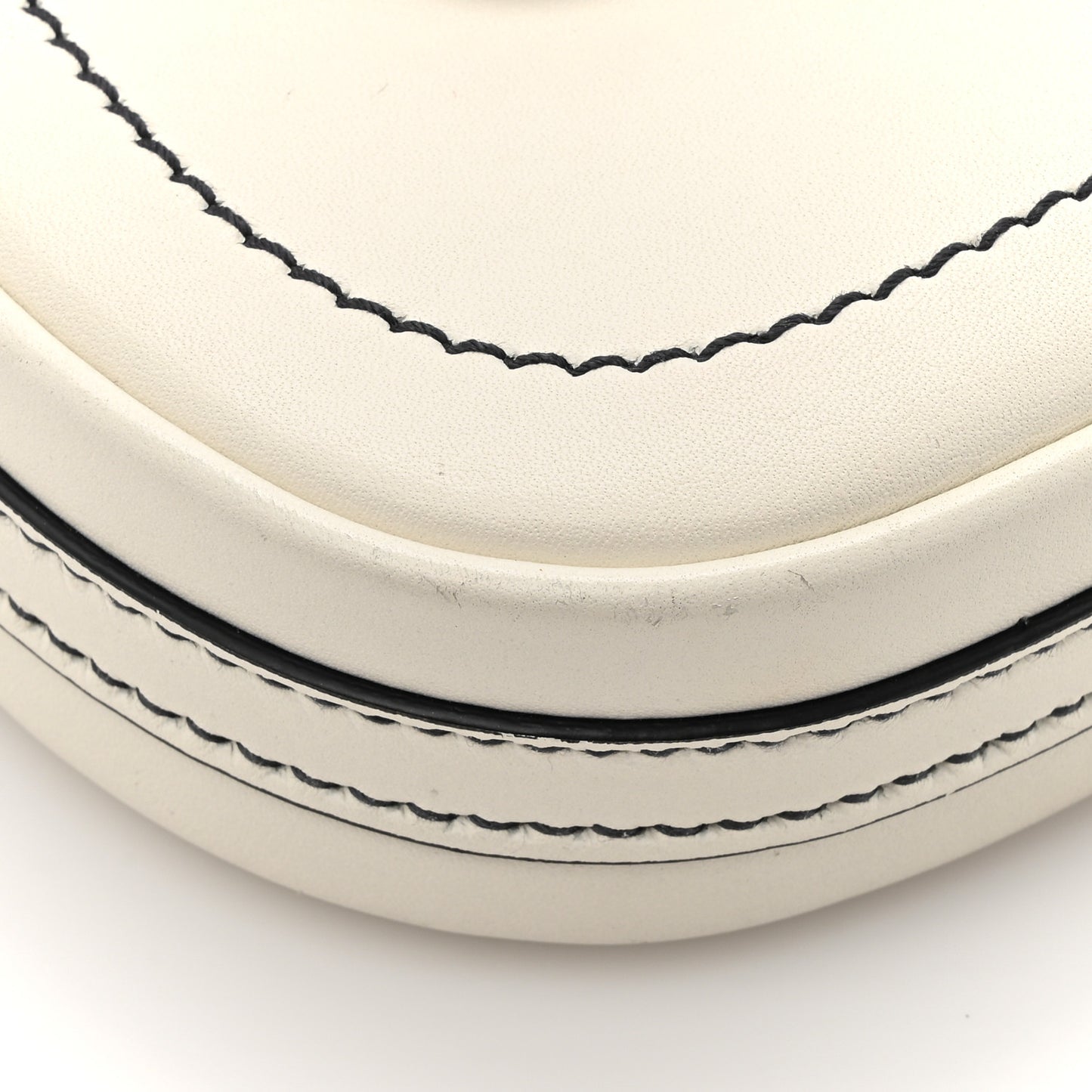Calfskin Mini D Fence Saddle Bag White