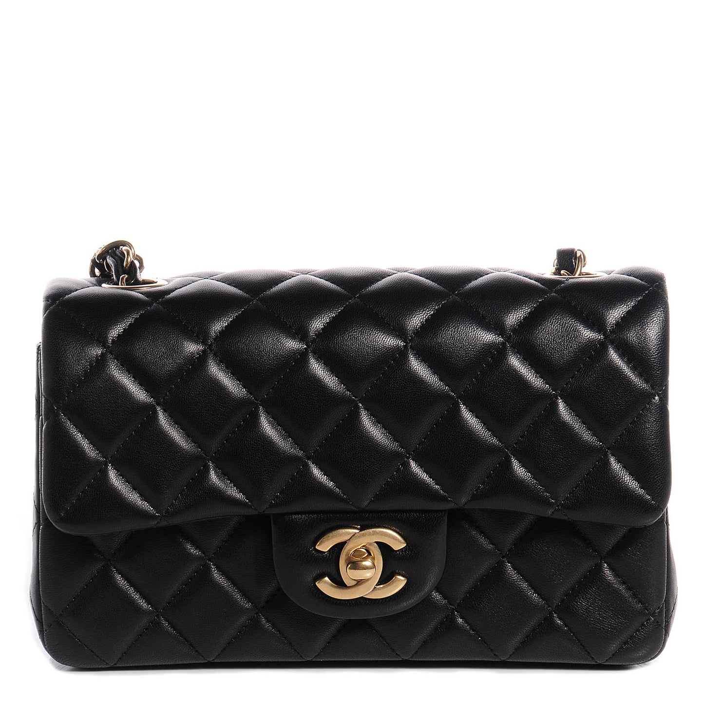 Lambskin Quilted Mini Rectangular Flap Black