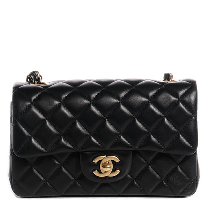 Chanel Lambskin Quilted Mini Rectangular Flap Black 1 of 8
