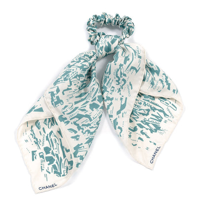 Chanel Silk CC Twilly Hair Tie Green Ecru 1 of 4