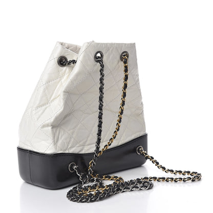 Chanel Aged Calfskin Quilted Small Gabrielle Backpack Black White 3 of 10