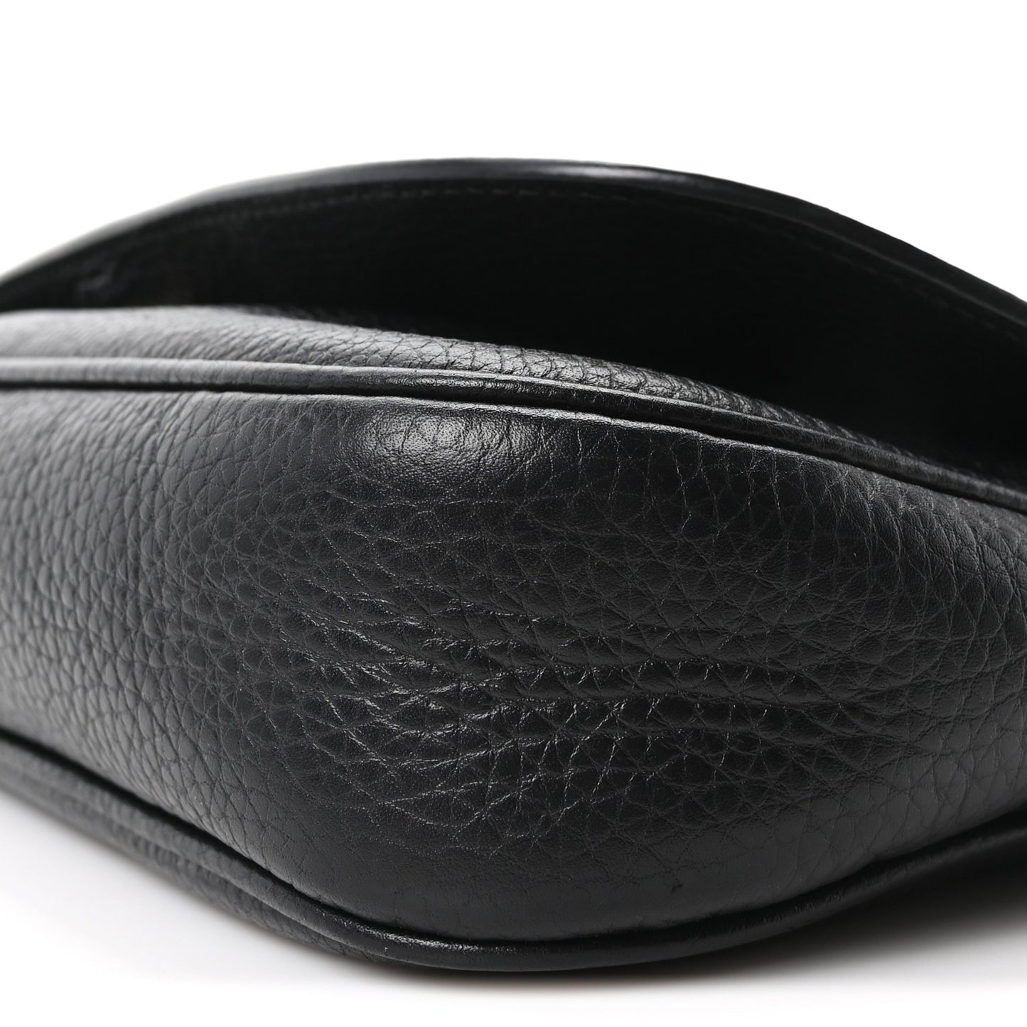 Pebbled Calfskin Medium Soho Flap Crossbody Black